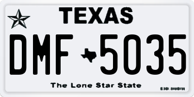 TX license plate DMF5035