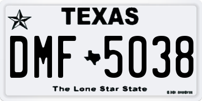 TX license plate DMF5038