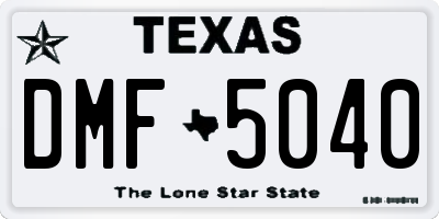 TX license plate DMF5040