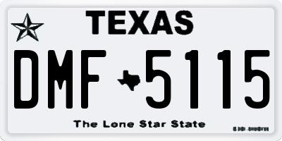 TX license plate DMF5115