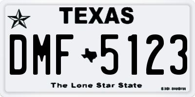 TX license plate DMF5123