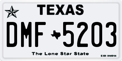 TX license plate DMF5203