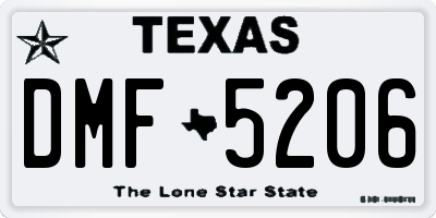 TX license plate DMF5206