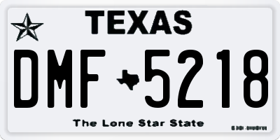 TX license plate DMF5218