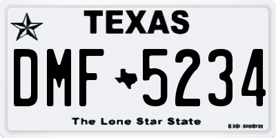 TX license plate DMF5234