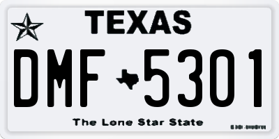 TX license plate DMF5301