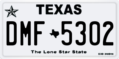 TX license plate DMF5302