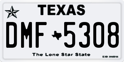 TX license plate DMF5308