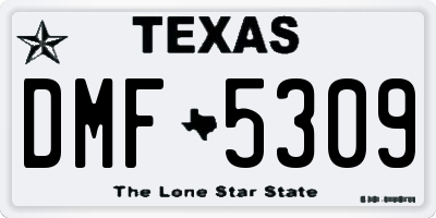 TX license plate DMF5309