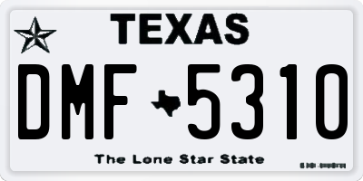 TX license plate DMF5310