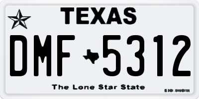 TX license plate DMF5312