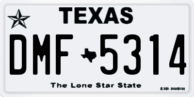 TX license plate DMF5314
