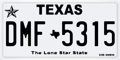 TX license plate DMF5315