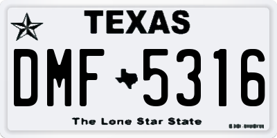 TX license plate DMF5316