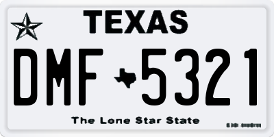 TX license plate DMF5321