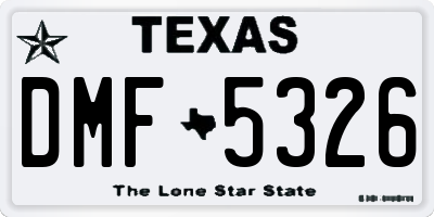 TX license plate DMF5326