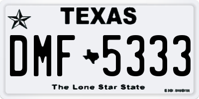 TX license plate DMF5333