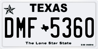 TX license plate DMF5360