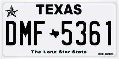 TX license plate DMF5361