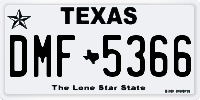 TX license plate DMF5366