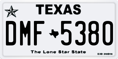 TX license plate DMF5380