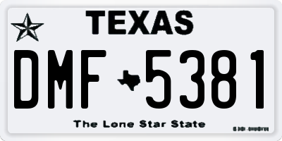 TX license plate DMF5381