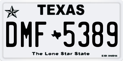 TX license plate DMF5389