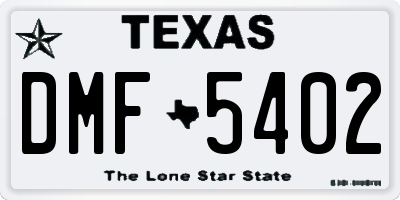 TX license plate DMF5402