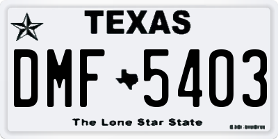 TX license plate DMF5403