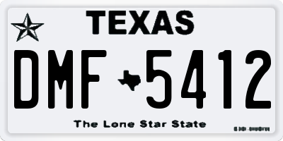 TX license plate DMF5412