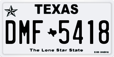 TX license plate DMF5418