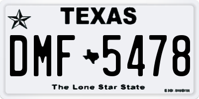 TX license plate DMF5478