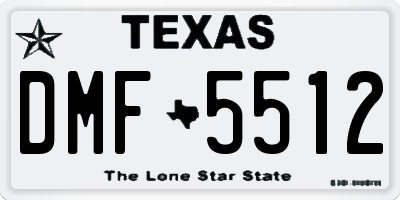 TX license plate DMF5512