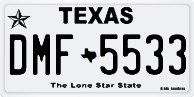TX license plate DMF5533