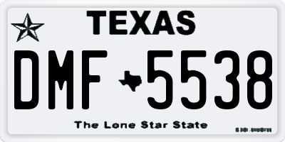 TX license plate DMF5538
