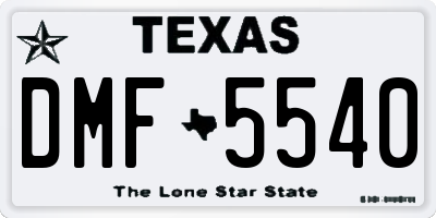 TX license plate DMF5540