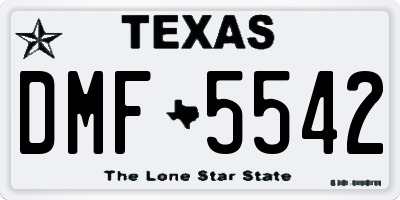 TX license plate DMF5542