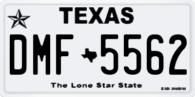 TX license plate DMF5562