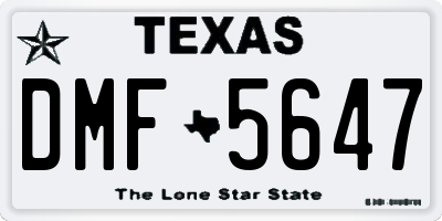 TX license plate DMF5647