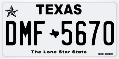 TX license plate DMF5670