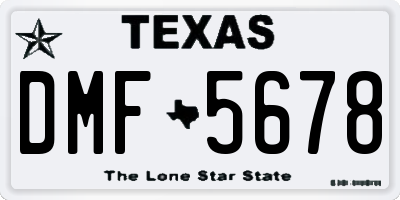 TX license plate DMF5678