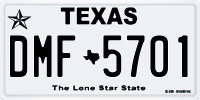 TX license plate DMF5701
