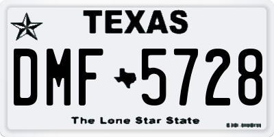 TX license plate DMF5728