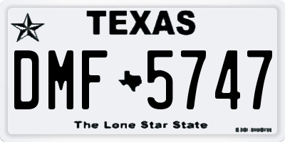 TX license plate DMF5747