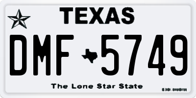 TX license plate DMF5749