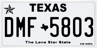 TX license plate DMF5803