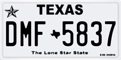 TX license plate DMF5837