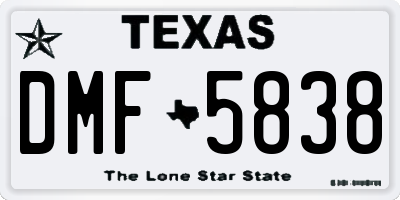 TX license plate DMF5838