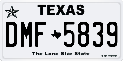TX license plate DMF5839