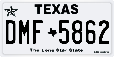 TX license plate DMF5862